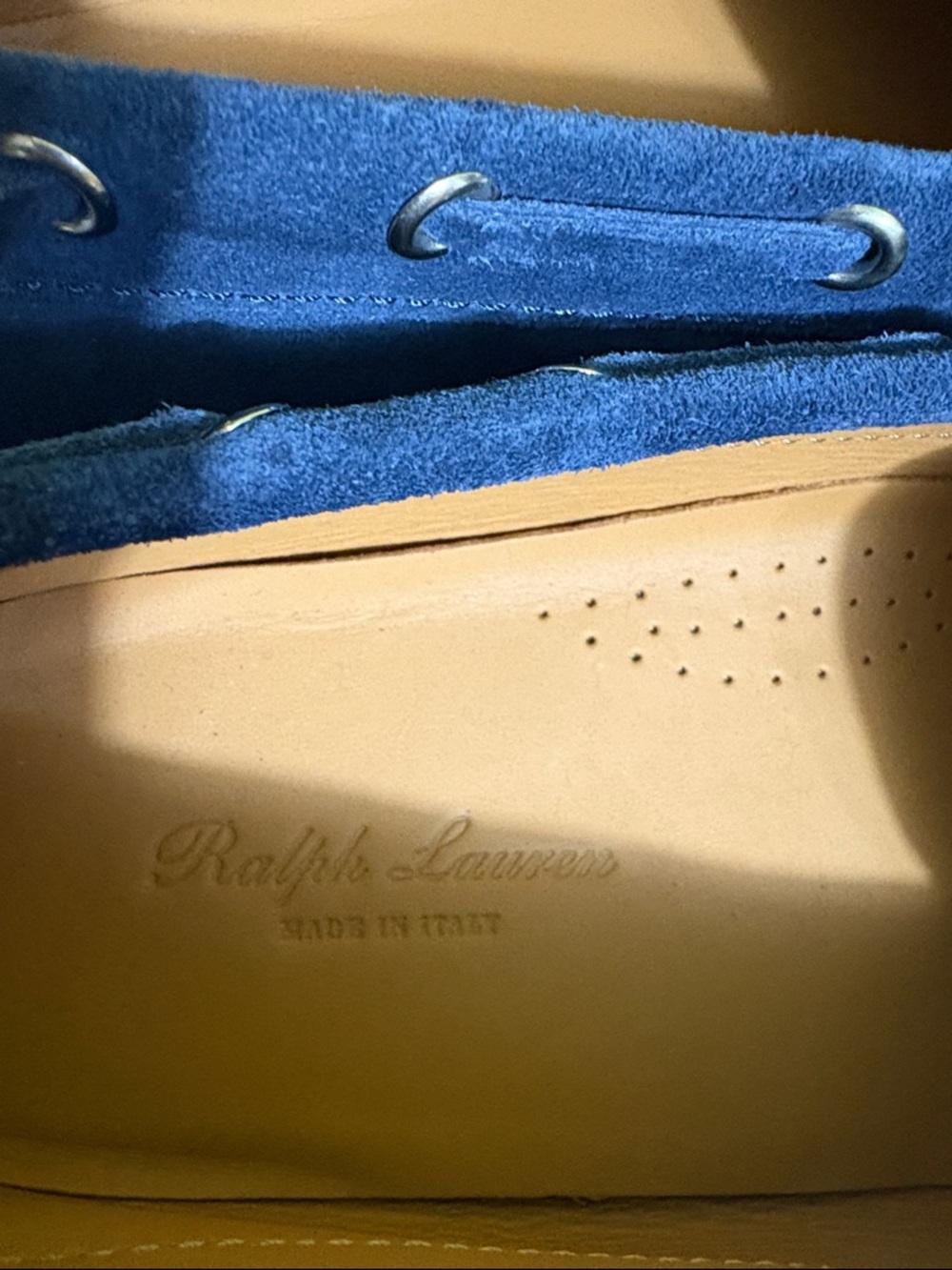 Ralph Lauren Anders Suede Driver Loafers 9.5D Navy Blue New. Made in Italy - Picture 2 of 8